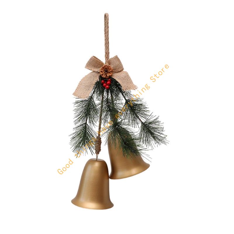 Christmas Bells Hanging Ornament Decorative Bells with Pine Needle Christmas Tree Decorations for Home Decoration 55KF