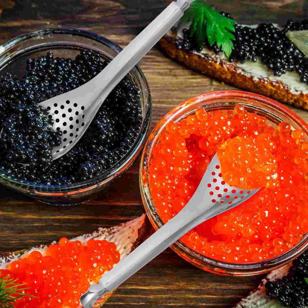 2 Pcs Stainless Steel Caviar Colander Strainer Spoon for Cooking Rustproof Fine Mesh for Quick Water Drainage for Home
