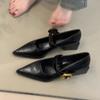 2025 New  Pointed Mary Jane Single Shoes Women's Spring New Fashion Retro Shallow Mouth Thick Heel Small  Shoes