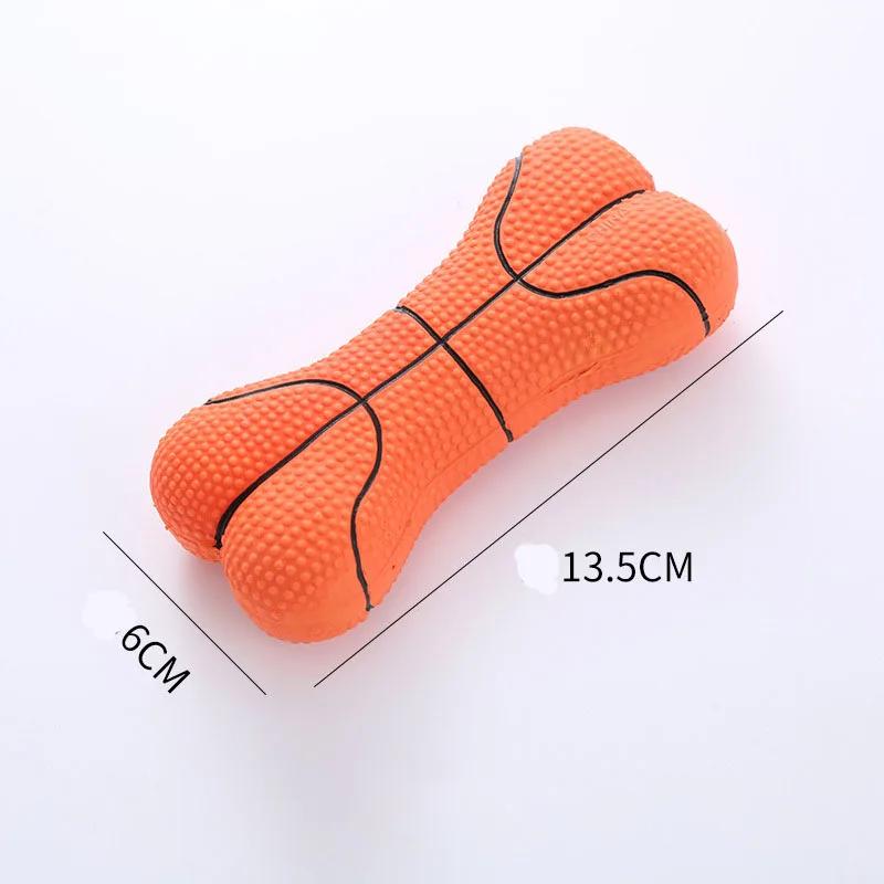1PC Pet Latex Toys Dog Squeaky Bone Chew Toy Basketball Football Design Puppy Bite Resistant Latex Toy Pet Supplies