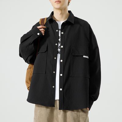 Jackets for Men Spring and Autumn New Trend Men's Versatile Loose Workwear Tops Casual Lapel Jackets for Men