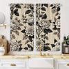 2pc  black and white floral print curtains   polyester fabric   machine washable   suitable for bedroom living room decoration