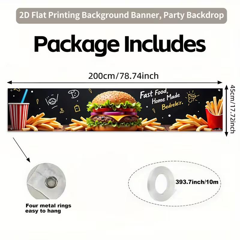 Banner Sfondo 2D Burger Patatine Fast Food per Festa BBQ Estiva