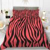 Zebra Print Duvet Cover Set King Polyester Red Black Stripes Bedding Set Wild Animal Zebra Wildlife Skin Quilt Cover for Girls