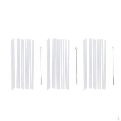 30 Pièces Paille à Boire Réutilisable Transparente en Plastique Rigide+3 Pièces Brosse de Nettoyage pour Bocal et Gobelets