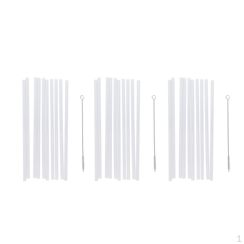 

30 Pieces Reusable Clear Hard Plastic Drinking Straws+3 Piece Cleaning Brush for Jar and Tumblers