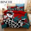 Set Biancheria da Letto Stampato 3D Demon Slayer Giappone Anime Copripiumini Piumone Biancheria da Letto Tessili per la Casa Biancheria da Letto