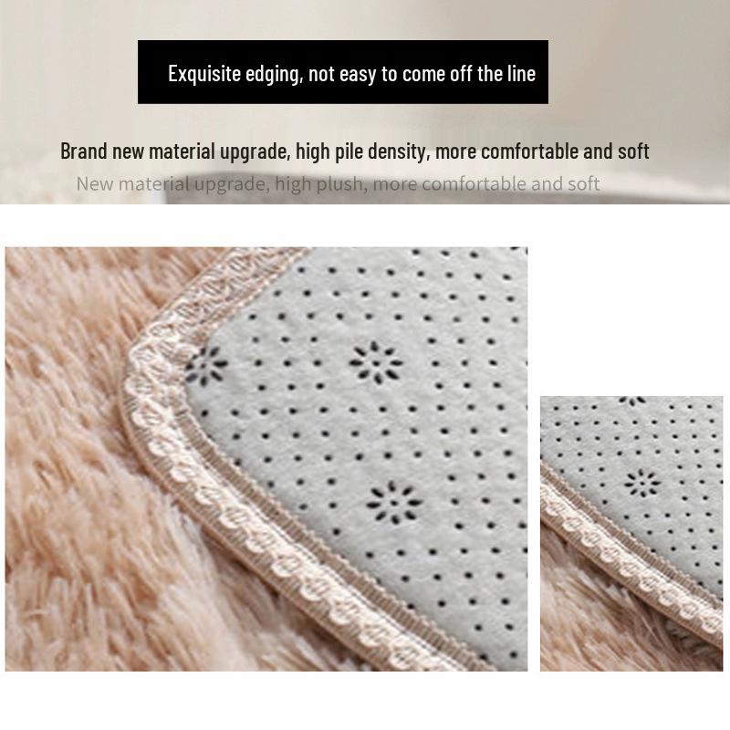 Silk and Wool Tie-Dye Plush Long-Pile Rug for Bedroom and Living Room