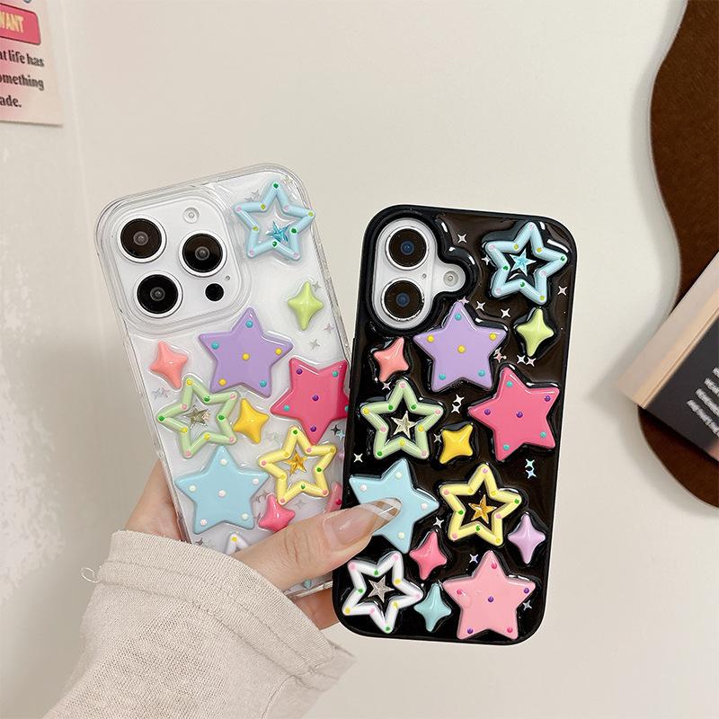 Dopamine Color Star Three-dimensional Mobile Phone Case for Apple17promax for IPhone16 Anti-fall Personality