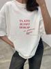 T-shirt Oversize Manches Courtes 100% Coton avec Impression de Lettres Stylée