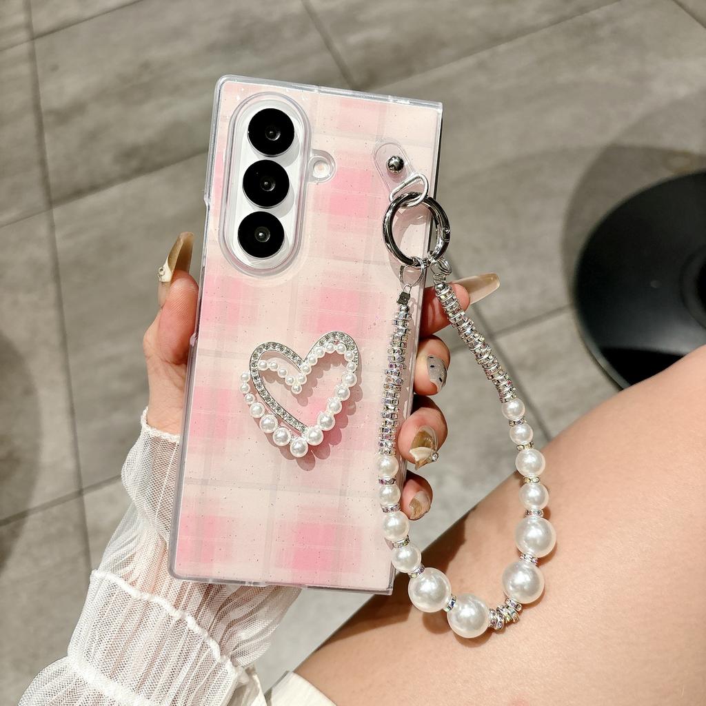 Applicable to Samsung zfold7 bow anti-drop mobile phone case zfold6 glitter polka dot zfold5 bracket protective case