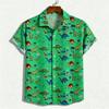Men's Short Sleeved Shirt, European and American Casual Men's Shirt, Fun Dinosaur Pattern Short Sleeved Shirt, Youth Loose and V