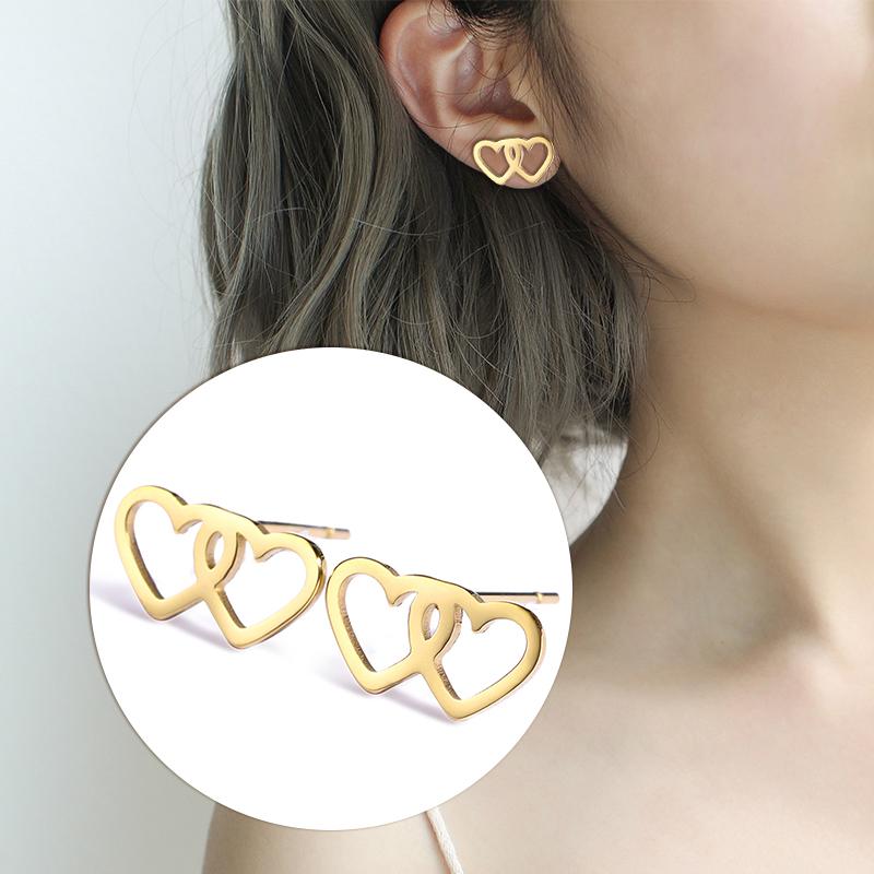 Teamer Korean Fashion Earrings Trendy 2026 Stainless Steel Stud Earrings for Women Pentagram Heart Cross Moon Minimalist Jewelry