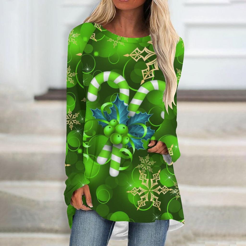 Round Neck 3D Printed Top Fashionable Casual Comfort Long Sleeved Women's T-shirts