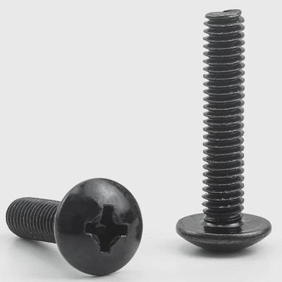 Carbon Steel Black Cross Slot Screws: Large Flat Head, Mushroom Head, and Umbrella Head Machine Screws - Boxed Set