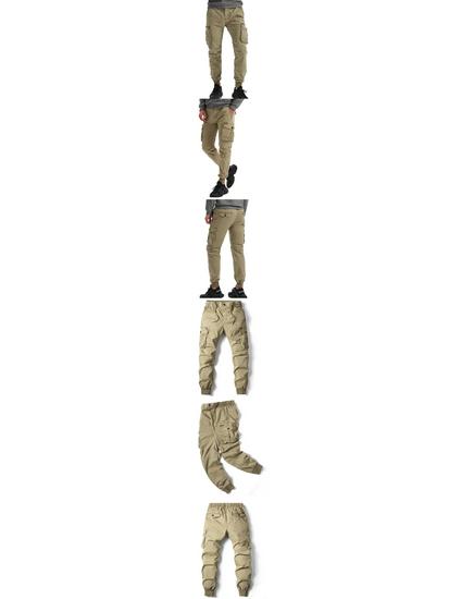 2024 Spring/Summer Men's Solid Color Casual Cargo Pants 8017, Plus Size Available