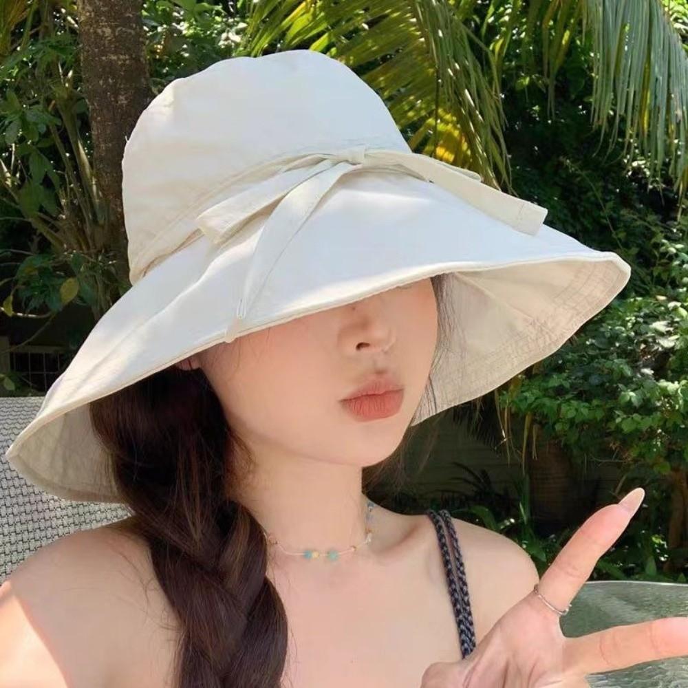 Thin Sunscreen Bucket Hat Solid Color Wide Brim Sun Hat Simple Fisherman Hat  Outdoor