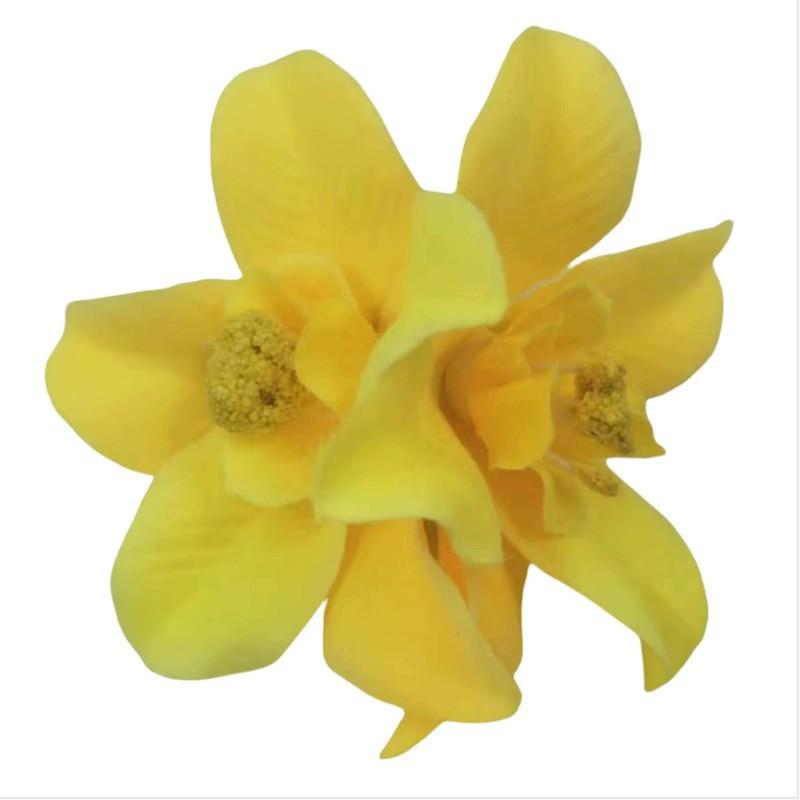 Double Flower Orchid Hair Clip Big Chiffon Artificial Flower Hair Clip Beach Wedding Party Flower Hair Accessories for Women