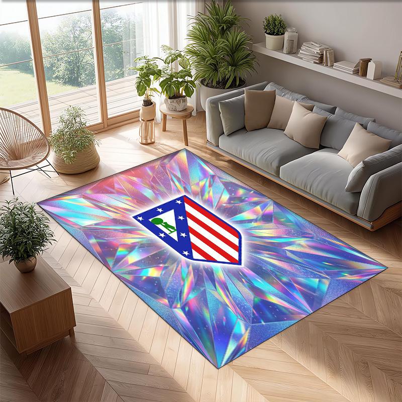 Atletico Madrid Printed Flannel Area Rug Non Slip Soft Polyester Floor Carpet Indoor Decor Mat for Bedroom Living Room Sofa Game Room Home Decoration