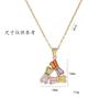 Cute Female Crystal Rainbow Zircon Stone Triangle Pendant Necklace Vintage Gold Color Wedding Jewelry For Women