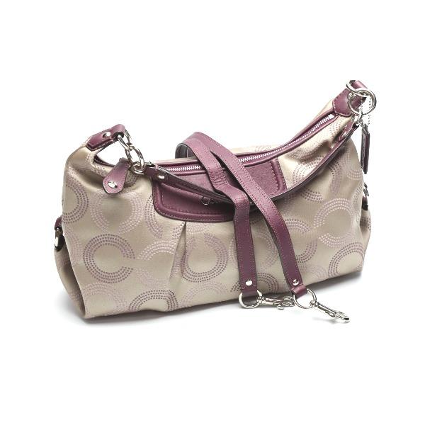 COACH Op art Handbag leather Brown Women F20031 Used