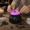 Atmospheric Bar Decor Light Up Witch Cauldron DIY Set, Halloween Glowing Black Plastic Bowl with Spiders, Spooky Table Centerpiece Hocus Pocus