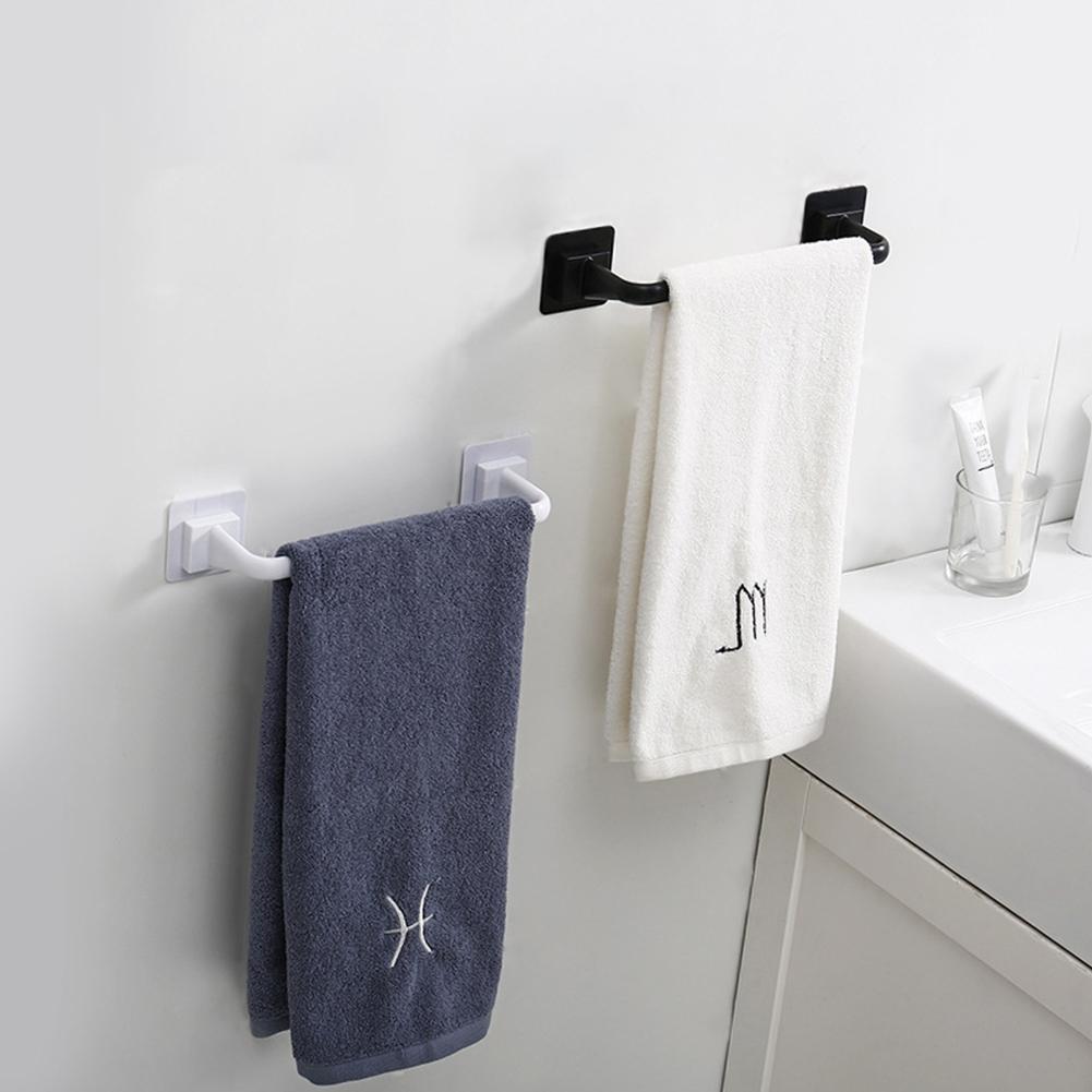Self-Adhesive-Towel Rod Towel Bar Stick-On Wall Bath Towel Holder Rail Rack