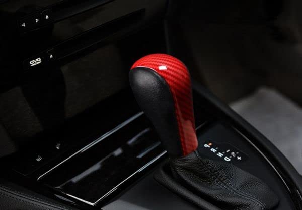 Shift Lever Shift Knob Decorative Frame Cover Accessory for BMW E90 E92 E93 E60 Z4 E89 Red Carbon Fiber (Type B, Look)