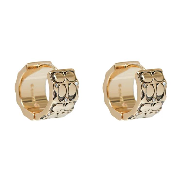 Coach Logo Brass Earrings Unisex earrings Gold 37341903GLD230 Basic Packaging-Box Not Included,F,Gold