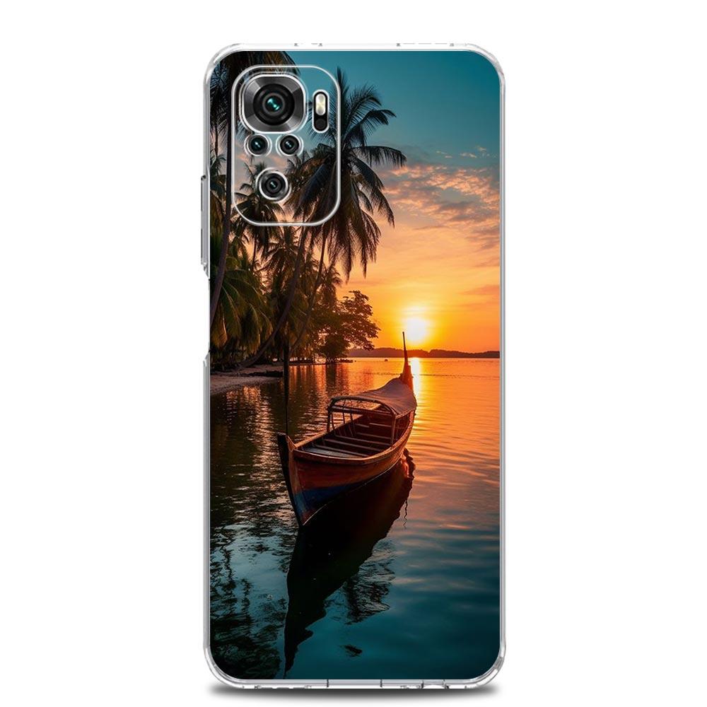 Scene at Sunset on sea Palm Tree Phone Case For Xiaomi Redmi Note 15 14 13 12 4G 10 11 Pro Plus 5G 14C 13C 12C 10C Cover