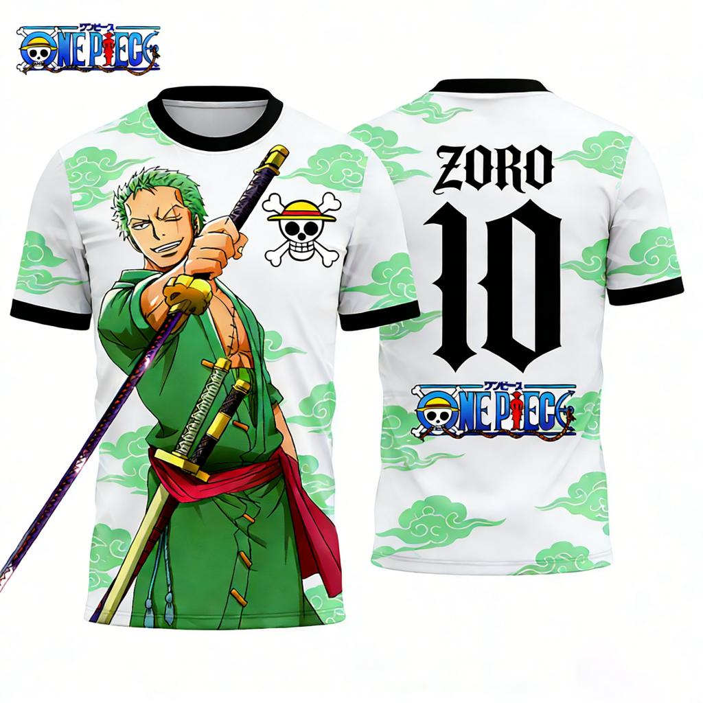 One Piece Roronoa Zoro #10 T-Shirt, Men Women  Short Sleeve Casual Anime Streetwear Tee Summer quick-drying sports jersey