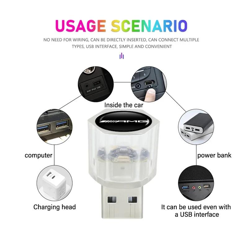 Car Mini USB LED Ambient Light Plug Decorative Atmosphere Lamp For Mercedes Benz AMG W204 W205 W203 W211 W201 W210 W108 W124