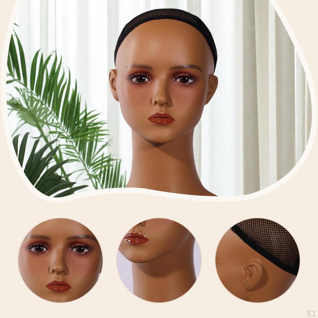 Female Mannequin Head Display Stand with Makeup Smooth Portable Realistic Training for Hats