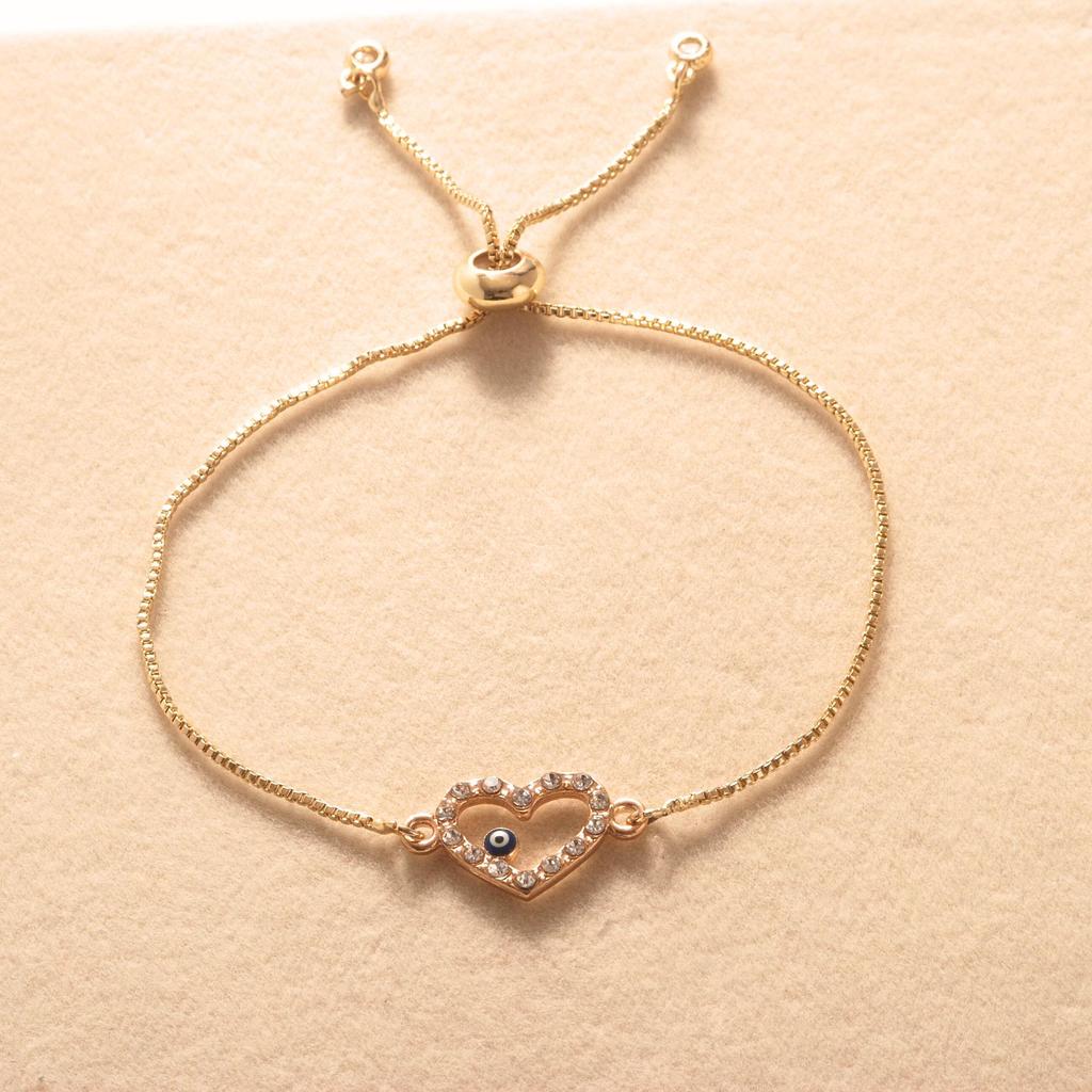Verstellbares Strass-Herzaugen-Armband für Damen – Einfache Mode mit südostasiatischem Flair