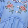 VONDA Women Short Sleeve Ruffle Floral Print Casual A-Line Mini Dress