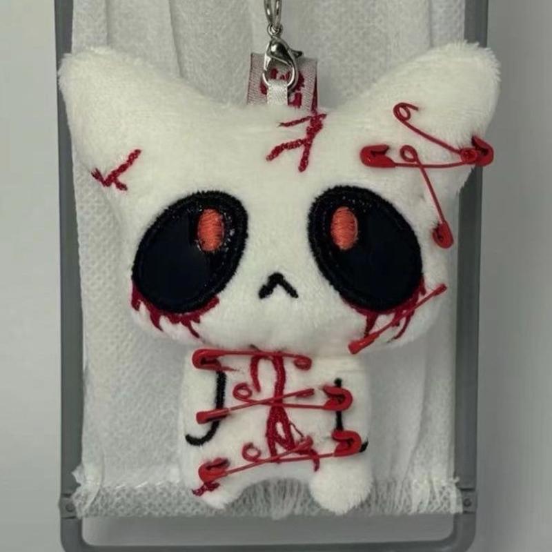 1 Piece Creepy Bloody Monster Doll Halloween Horror Plush Keychain Goth Bag Scary Accessories For Backpack Cosplay Party Decor