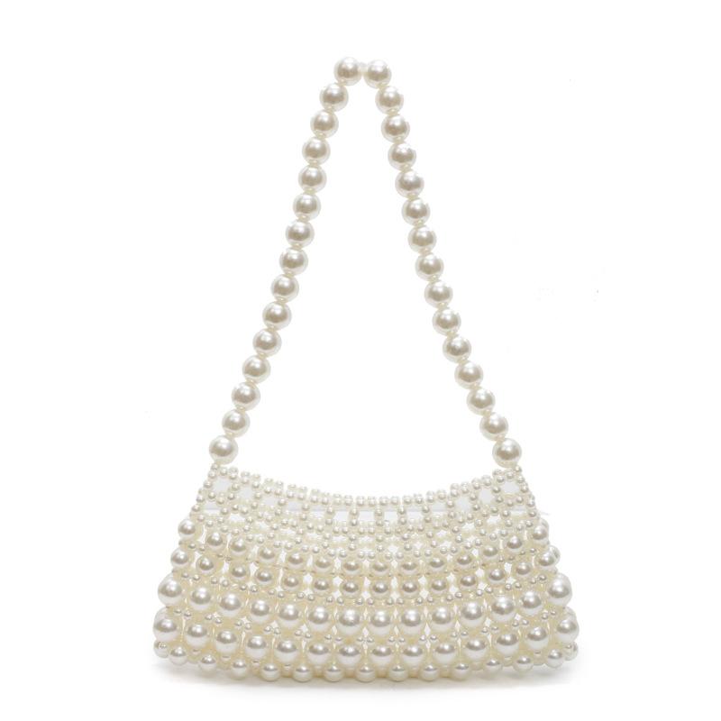 

New pearl woven i literary fairy armpit bag Korean version beach fashion texture dinner bag