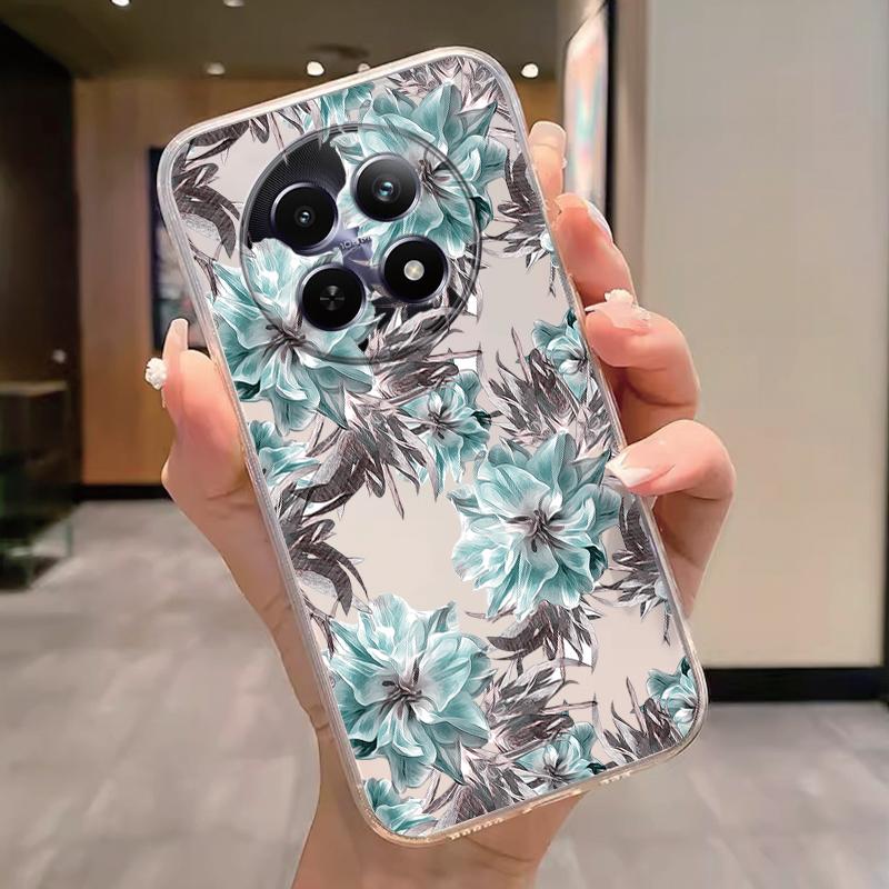 For Realme 12 4G 12+ 13+ Plus 13 Pro+ Plus 5G Case Fashion Flowers Painted Clear Silicone Phone Cover Fundas Funny Cat Couple