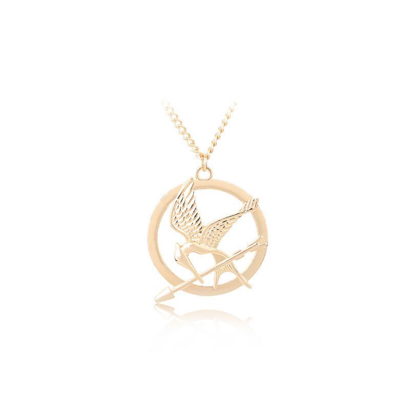 Collier Geai Moqueur Élégant en Alliage Doré Pendentif Oiseau Géométrique Tendance Printemps 2022