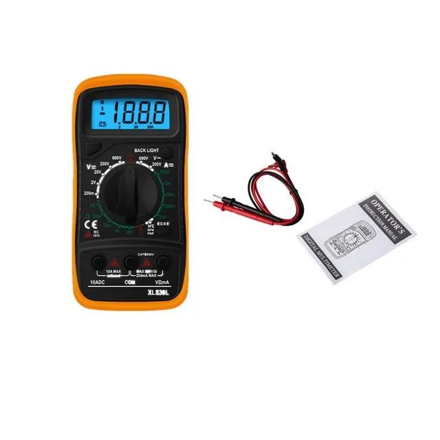 Handheld Digital Multimeter - LCD Backlight AC/DC Voltmeter, Ohm & Ampere Tester (Portable)