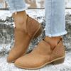 Women's Ankle V Cut Short Boots, Hollow Out Chunky Heel Pointed Toe Shoes, Women's Footwear