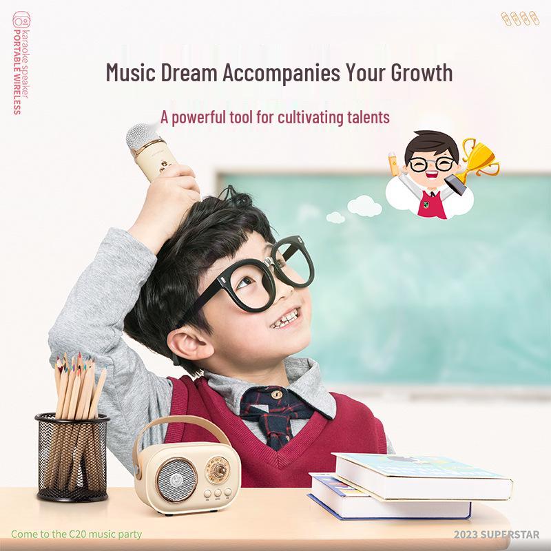 K Song Mini Portable Bluetooth Karaoke Speaker with Microphone - Souvenir Gift for Children