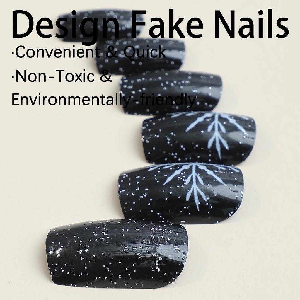 Medium-Length Rectangular Snowflake Removable Christmas Nail Art Patches