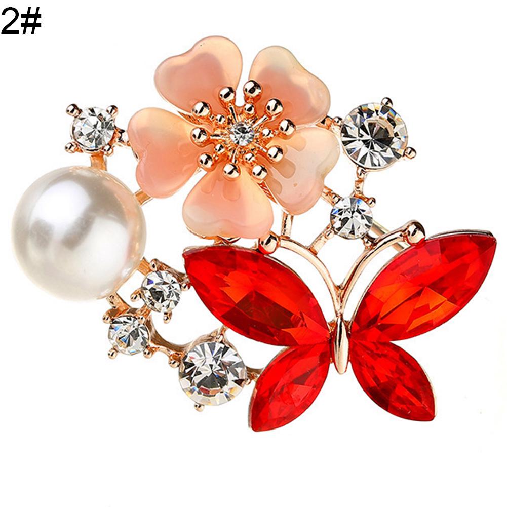 Buy Lady Retro Multicolor Flower Enamel Crystal Stone Brooch Pin Evening Party Jewelry at