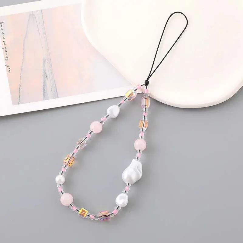 Simple Alien Pearl Star Charming Wrist Strap Phone Case Rope Jewelry for Women Trendy Love Pearl Bow Beaded Phone Chain Lanyard
