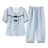 Pajamas Women's 1011 New Summer Thin Short-sleeved Tencel Court Style Large Size Can Be Worn Outside Loungewear Suit