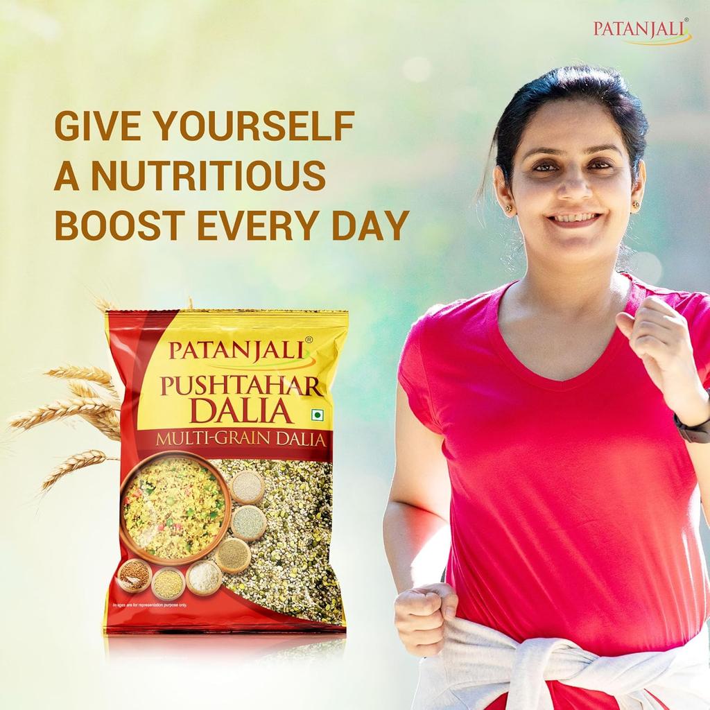 Patanjali Pustahar Dalia 500g Pack of 1 Healthy Whole Grain High Protein Dietary Fibre Breakfast Cereal