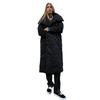 Women Long Wrap Puffer Coat Wide Collar Belted Waist Winter Warm Outerwear