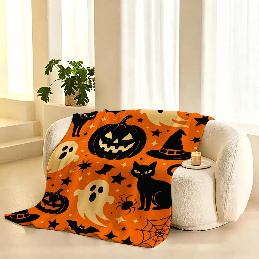 Cozy Halloween Throw 240G Flannel Blanket, Suitable For Sofas, Beds, Offices, Exquisite Gift Blankets