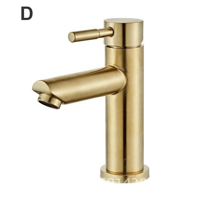 Brushed Gold Stainless Steel Basin Faucet Luxury Bathroom Washbasin Hot And Cold Water Mixed Tap Single-Handle Sink Mixer Tap